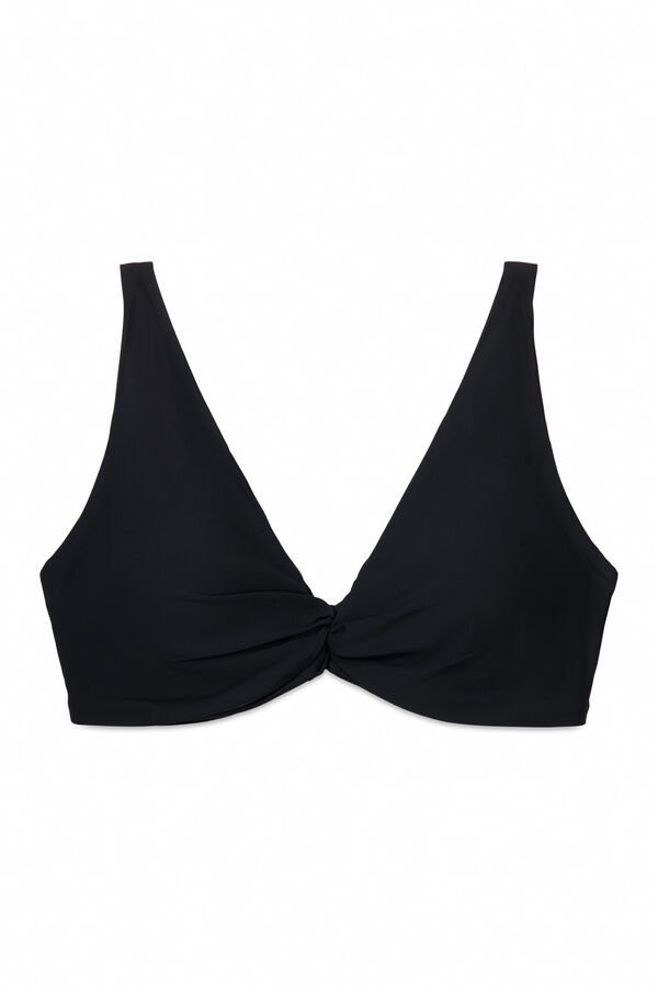 Womensecret Top de bikini con cuello halter y capacidad negra negro