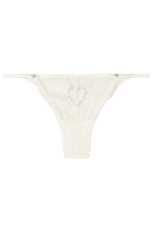 Womensecret Panty brasileño encaje blanco marfil