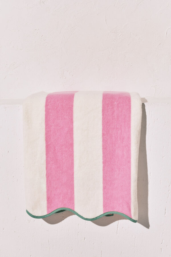 Women'secret Toalla estampado de rayas de 100% algod&oacute;n rosa