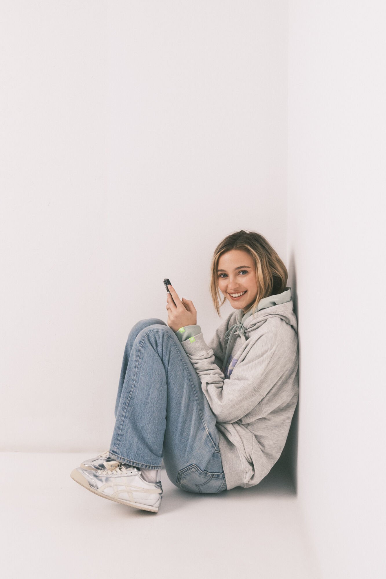 HI&BYE Sudadera con capucha de algod&oacute;n felpa gris