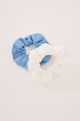Womensecret Pack de 2 gomas para el pelo de denim con bordado suizo azul