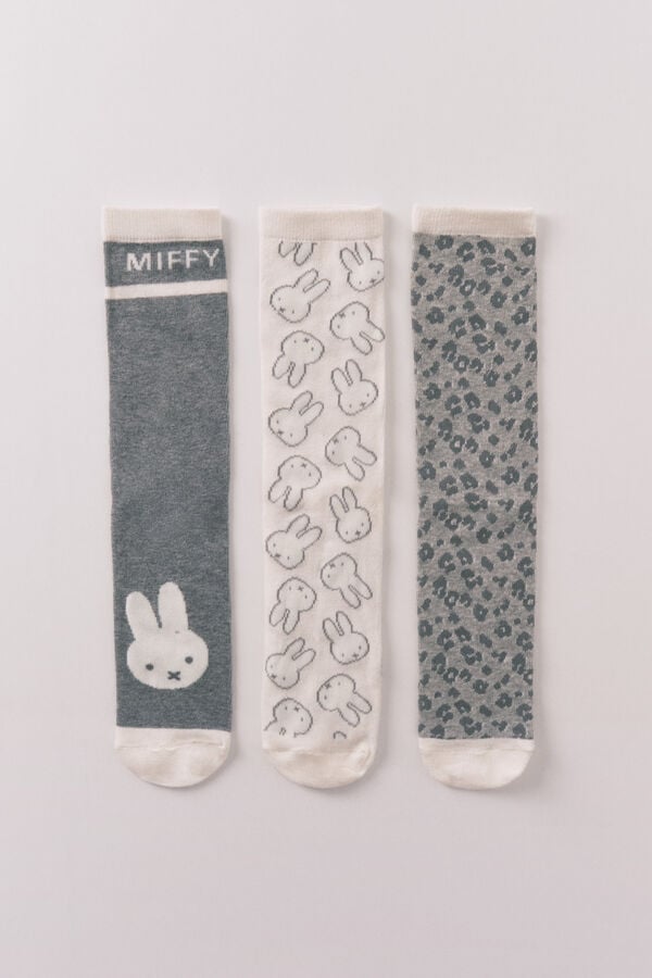 Women'secret Pack de 3 calcetines largos de algodón Miffy  gris