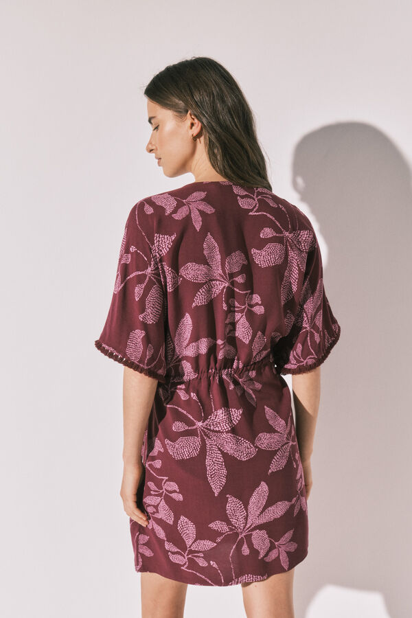 Women'secret Playera de dormir corta estampado de flores p&uacute;rpura