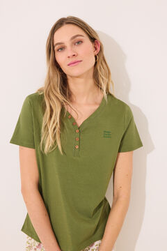 Womensecret Playera manga corta 100% algodón color verde kaki