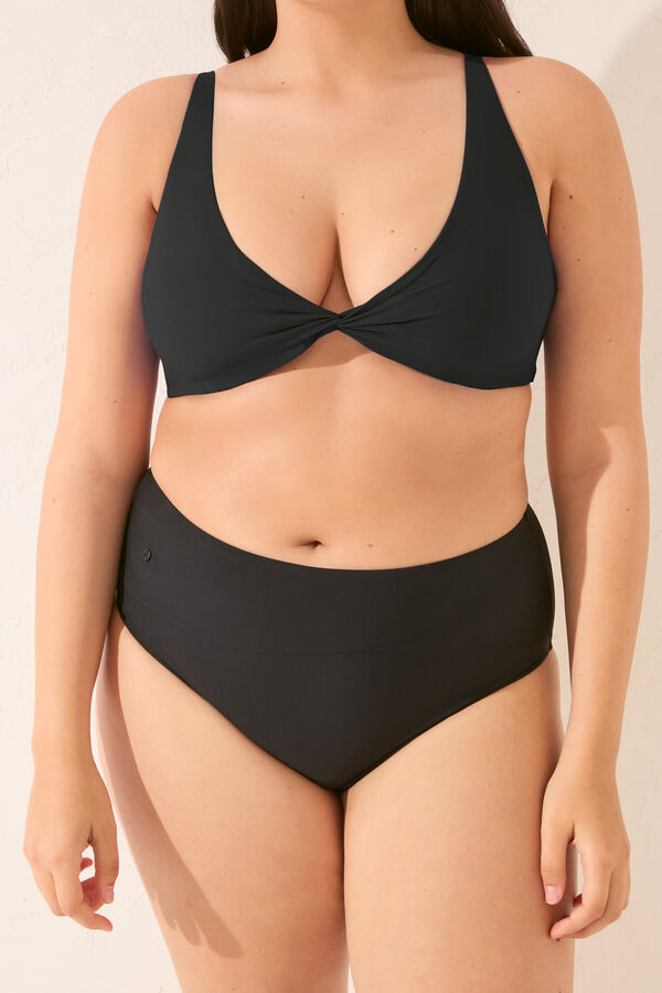 Womensecret Panty de bikini moldeador de cintura alta negra negro