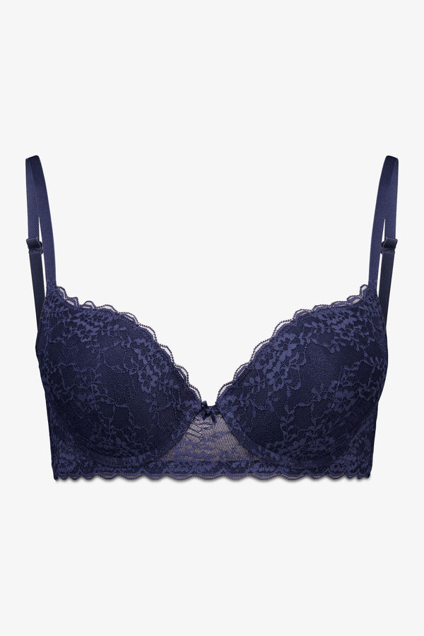 Womensecret GORGEOUS brasier push-up de encaje azul oscuro azul