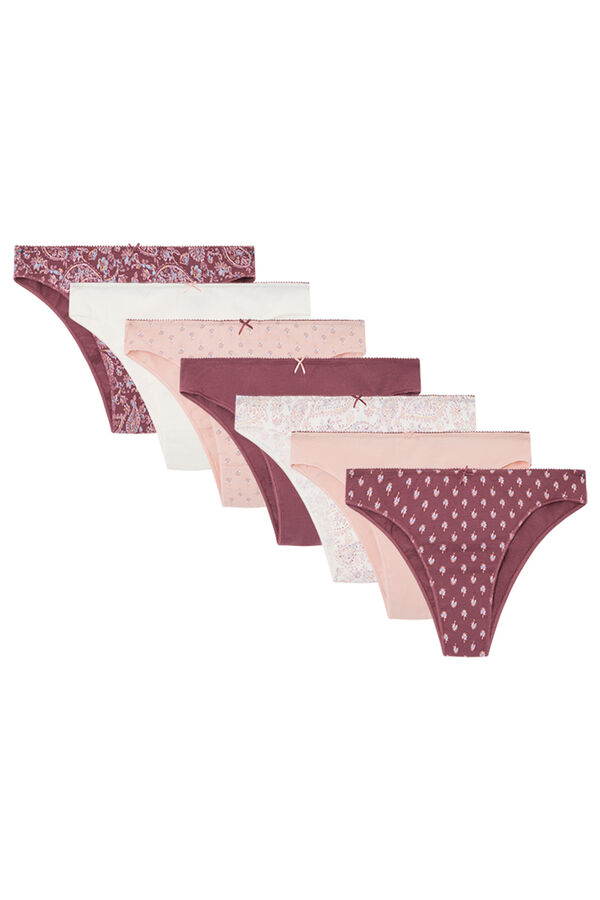Womensecret Pack 7 panties brasileños algodón boho rosa