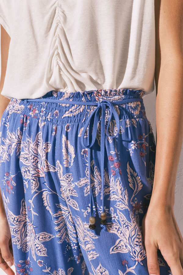 Women'secret Pantal&oacute;n Capri estampado azul estampado