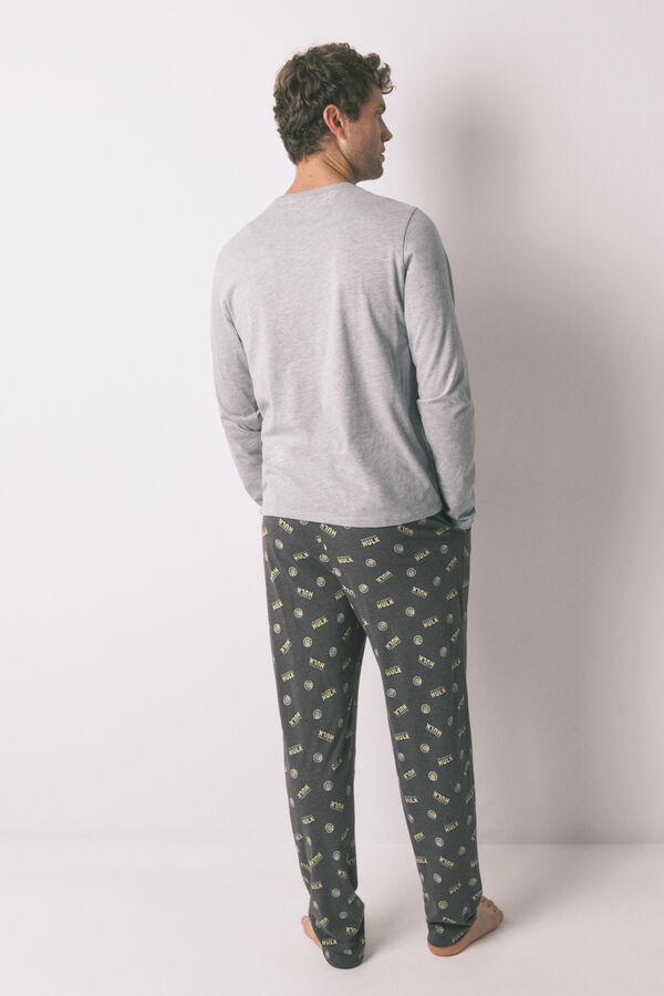 Women'secret Pijama larga "Hulk" para hombre 100 % algod&oacute;n gris