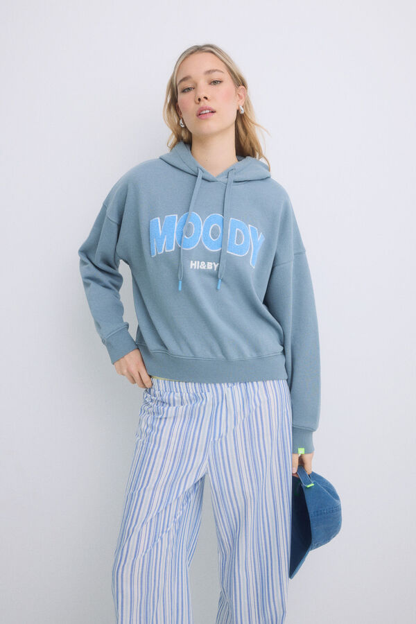 Womensecret Sudadera capucha felpa algodón gris gris