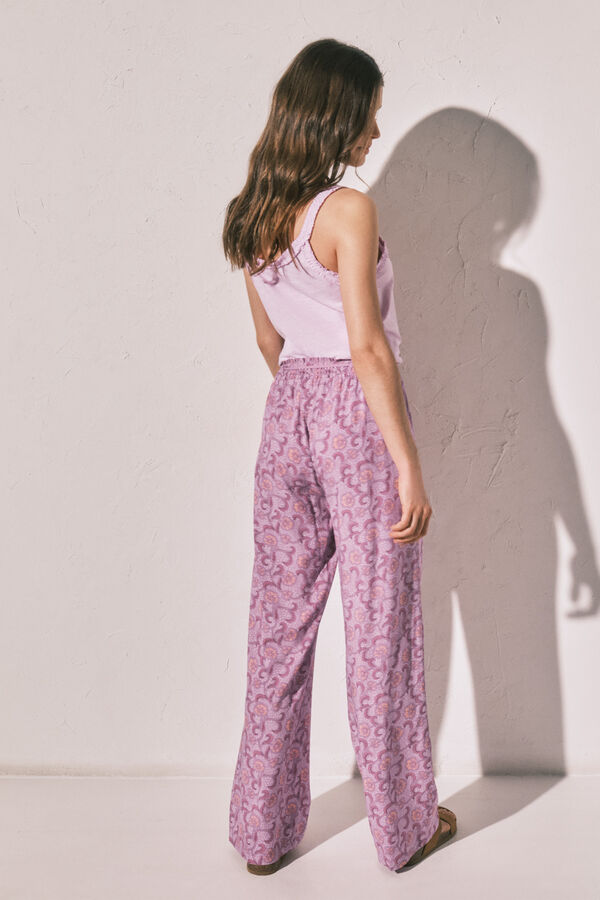 Women'secret Pantal&oacute;n largo estampado de flores rosa rosa