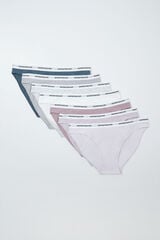 Women'secret Pack 7 bragas cl&aacute;sicas algod&oacute;n lisas logo blanco