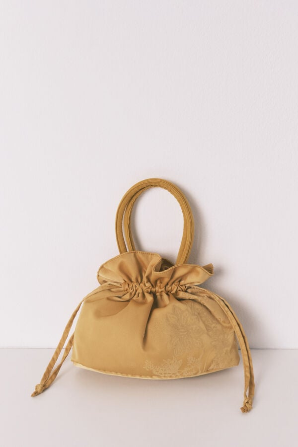 Women'secret Bolsa neceser satén estampado mostaza amarillo