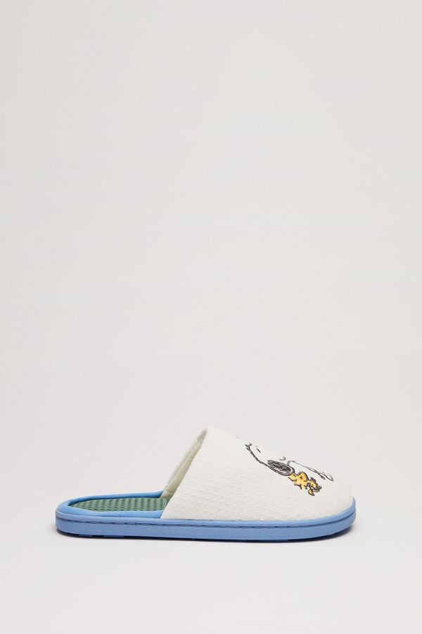 Womensecret Zapatillas casa tipo ducha Snoopy blanco