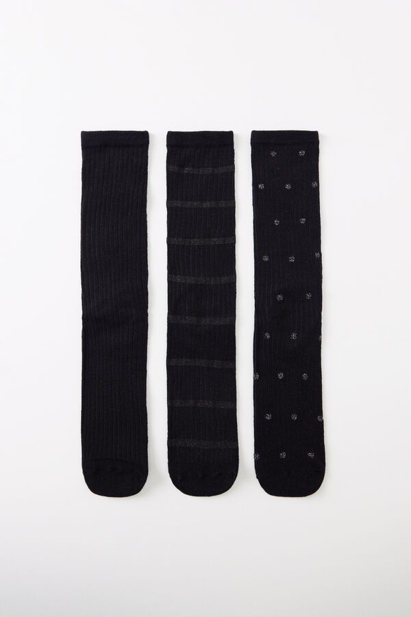 Womensecret Pack 3 calcetines altos negros lurex negro