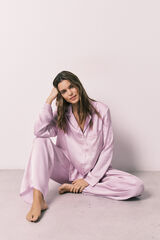 Women'secret Pijama camisera larga de sat&eacute;n lila morado/lila