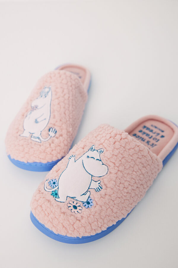 Womensecret Pantufla casa textura rosa Moomin rosa