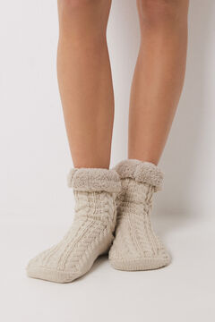 Womensecret Calcetines bota pelo beige nude