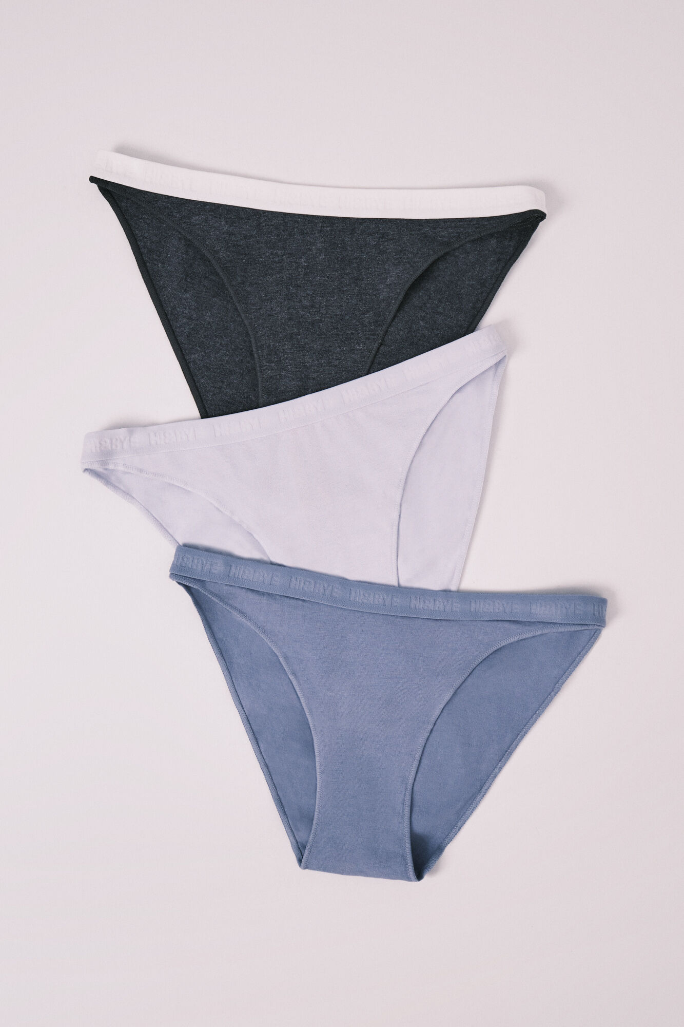 HI&BYE Pack 3 panties cl&aacute;sicas de algod&oacute;n azul claro