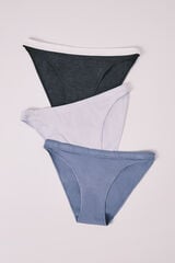 HI&BYE Pack 3 panties cl&aacute;sicas de algod&oacute;n azul claro azul