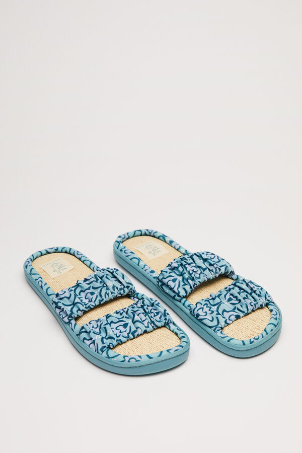 Womensecret Pantuflas tiras fruncidas estampado