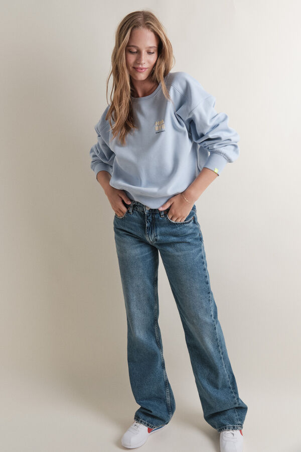 HI&BYE Sudadera short de forro polar de algod&oacute;n azul claro azul