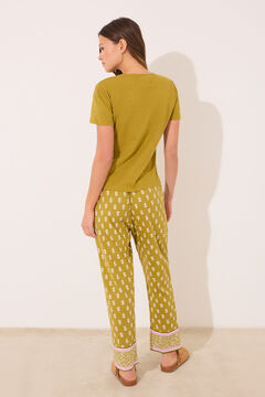 Womensecret Pantalón largo zanahoria 100% algodón estampado estampado