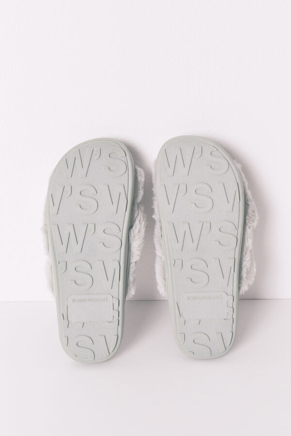 Womensecret Pantuflas con pelo verde  verde