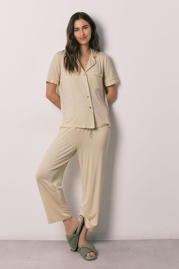 Women'secret Pijama larga camisera amarilla amarillo