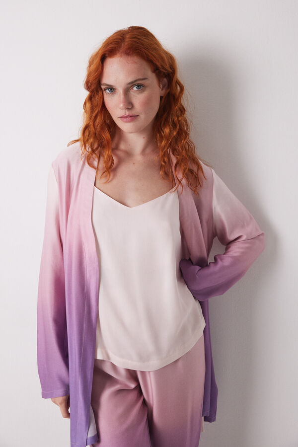 Womensecret Set pijama larga satén degradado estampado