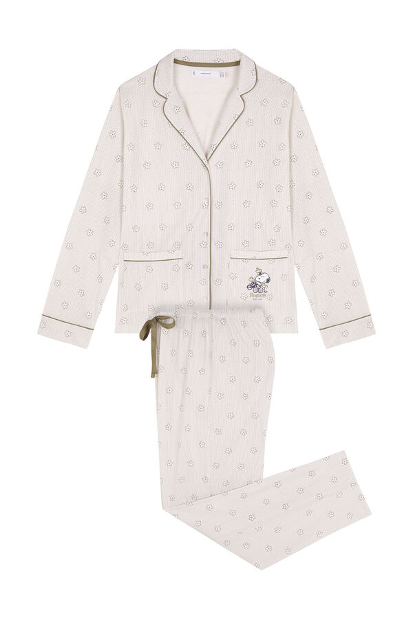 Women'secret Pijama camisera largo de Snoopy 100% algodón marfil