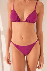 Womensecret Panty de bikini clásica con tirantes de purpurina rosa morado/lila