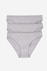 Womensecret Pack 3 panties clásicas de algodón gris