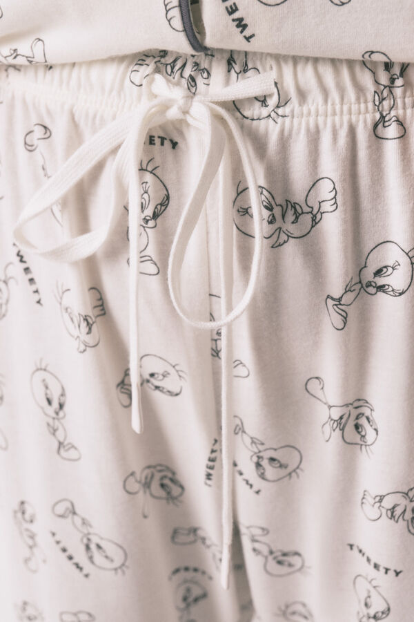 Women'secret Pijama camisera largo de Piolín 100% algodón marfil