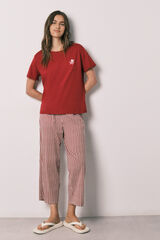 Women'secret Pijama capri de algod&oacute;n a rayas Snoopy rojo