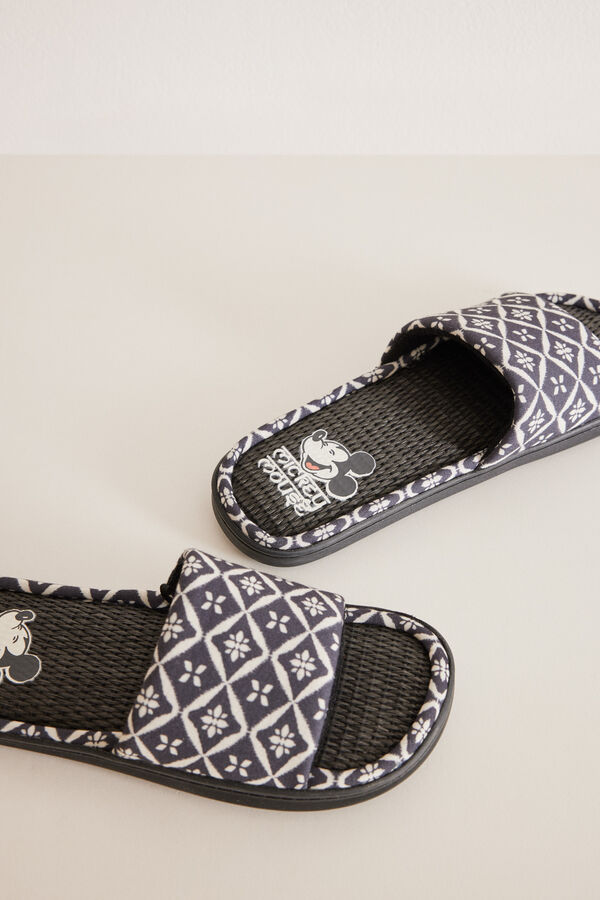 Womensecret Pantuflas casa estampado étnico Mickey negro