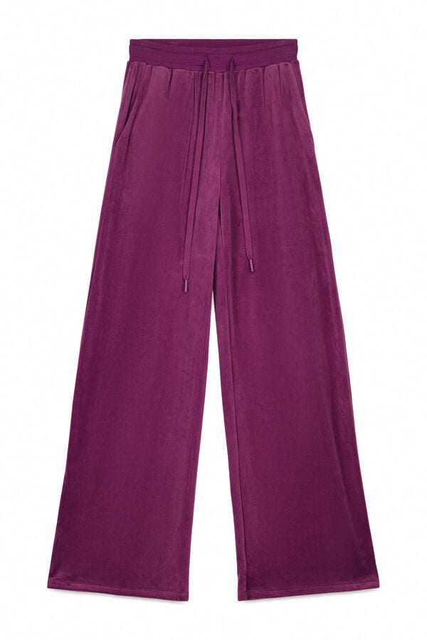 Womensecret Pantalón de terciopelo vino suave púrpura