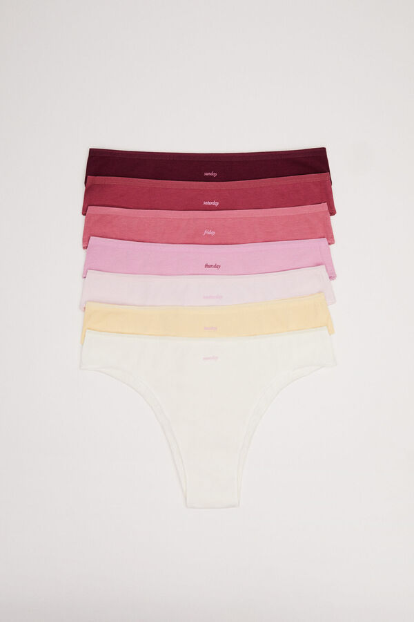 Womensecret Pack 7 panties brasileños algodón rosa blanco