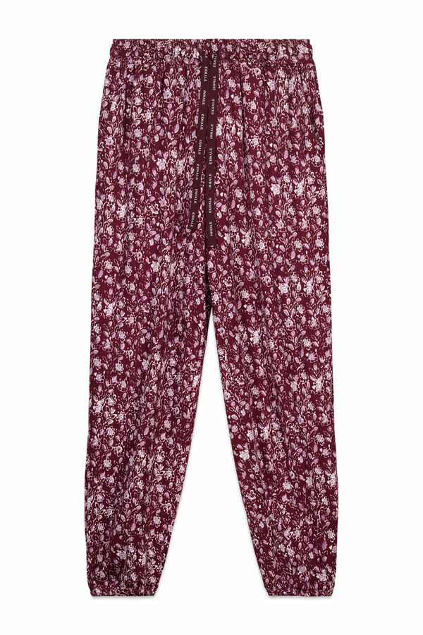 Women'secret Pantal&oacute;n largo estampado de flores granate estampado