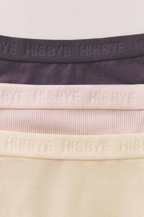 HI&BYE Pack de 3 panties cl&aacute;sicas moradas, rosas y amarillas blanco