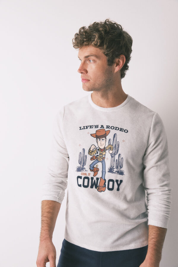 Women'secret Pijama larga de forro polar para hombre "Woody cowboy" gris