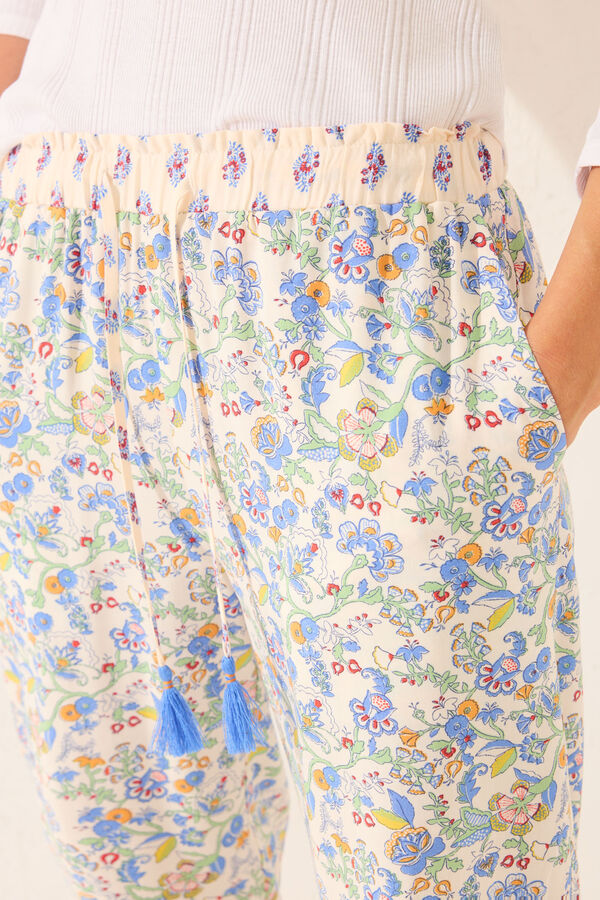 Womensecret Pantalón capri de viscosa con estampado floral multicolor estampado