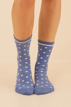 Womensecret Calcetines medios algodón topos lurex azul  azul