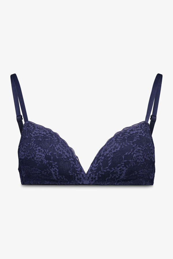 Womensecret Brasier triangular de encaje azul oscuro CHARMING azul