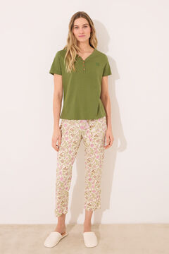 Womensecret Playera manga corta 100% algodón color verde kaki