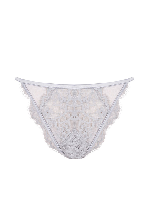 Womensecret Braguita brasileño encaje lentejuelas gris