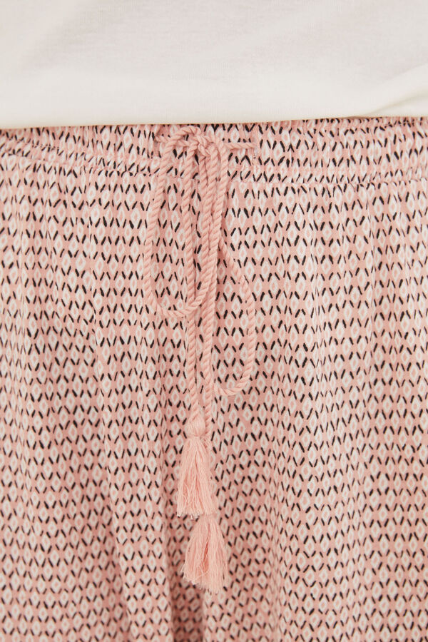 Womensecret Pantalón largo 100% algodón rombos rosa rosa