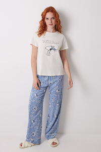 Womensecret Pantalón largo con estampado de flores azules azul