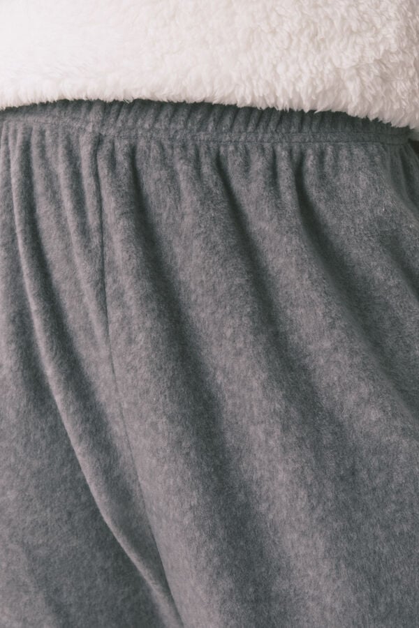 Women'secret Pijama larga polar suave estampado fair isle marfil