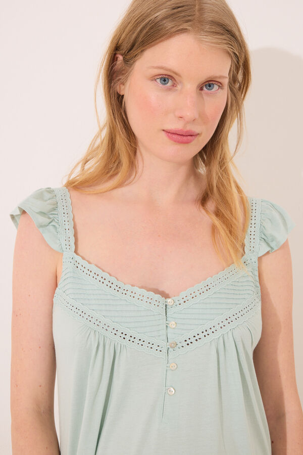 Womensecret Camisón midi " Premamá " con pechera plisada verde